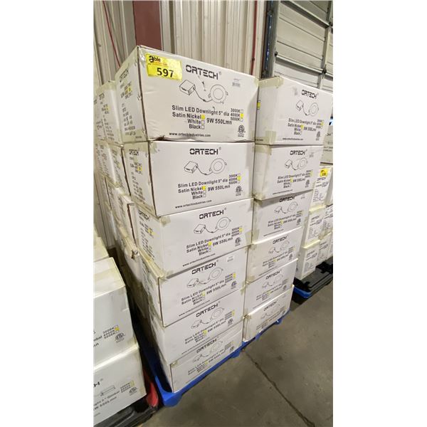PALLET OF 47 BOXES OF 18 ORTECH SLIM4-4K-SM COMMERCIAL SLIM 5" DESIGNER GIMBAL LED DOWN LIGHTING