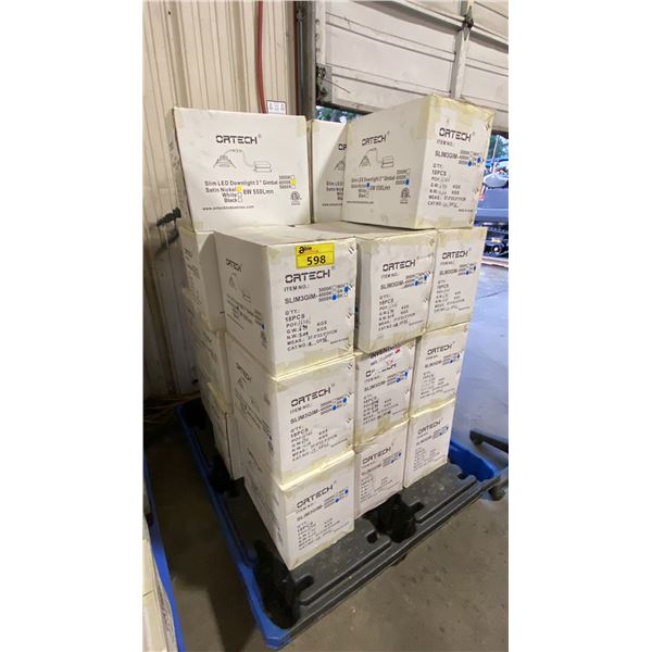 PALLET OF 29 BOXES OF 18 ORTECH SLIM3GIM-5K-SM COMMERCIAL SLIM 3" DESIGNER GIMBAL LED DOWN LIGHTING