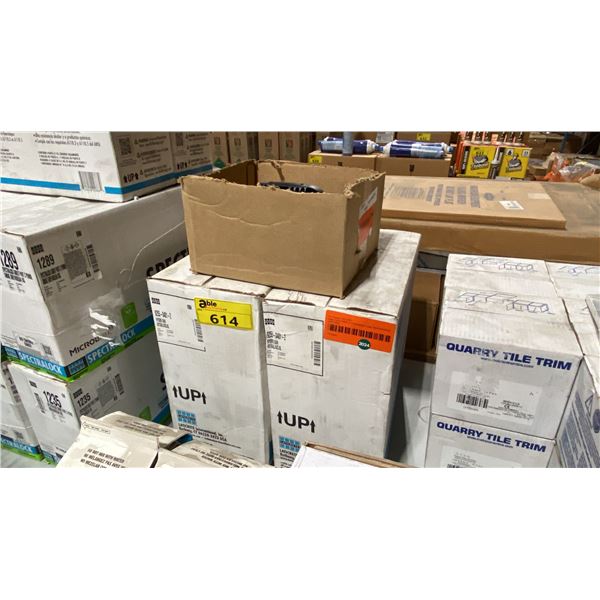 2 BOXES OF LATICRETE HYDRO BAN COMMERCIAL COMPOUND & BOX OF MARSHALLTOWN NOTCHED TROWELS