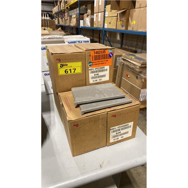 6 BOXES OF COMMERCIAL ROSSVILLE GREY CORNER MINGLE TILE TRIM *MUST TAKE ALL*