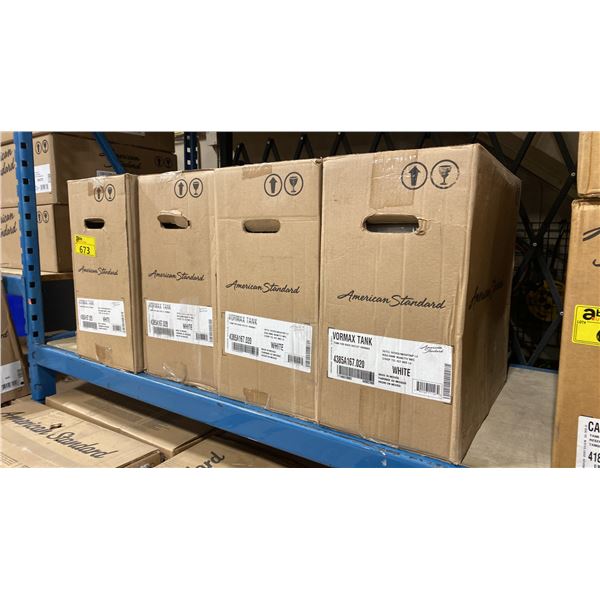 4 AMERICANS STANDARD 4385A167.020 VORMAX TOILET TANKS FOR BACK OUTLET VORMAX
