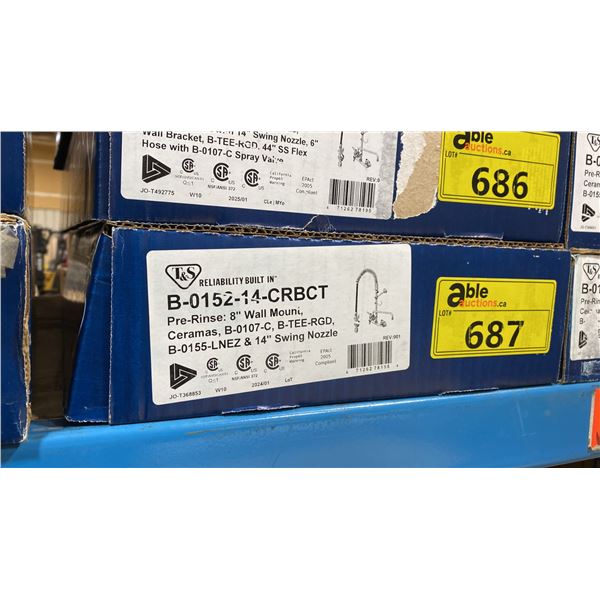 T&S B-0152-14-CRBCT COMMERCIAL PRE-RINSE FAUCET ASSEMBLY WITH 14"SWING NOZZLE