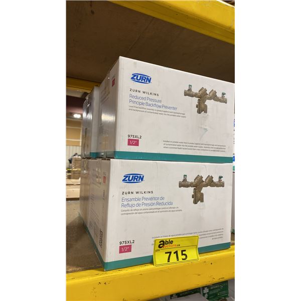 4 ZURN COMMERCIAL 1/2" REDUCED PRESSURE PRINCIPLE BACKFLOW PREVENTER VALVES