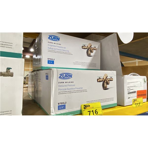 3 ZURN COMMERCIAL 3/4" REDUCED PRESSURE PRINCIPLE BACKFLOW PREVENTER VALVES