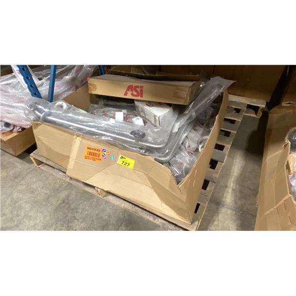 ASSORTED STAINLESS STEEL COMMERCIAL SAFETY GRAB BARS, STAINLESS STEEL AUTOMATIC SOAP DISPENSER & 3