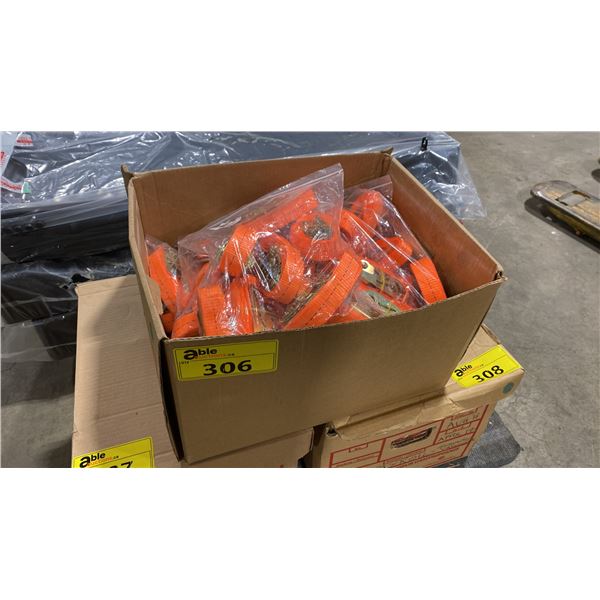 BOX OF NEW ORANGE TIE DOWN RATCHET STRAPS