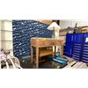Image 1 : MOSAIC HALLWAY TABLE, 2 CHILDRENS BENCHES, MOBILE FOLDING BAR STATION & BEADED CURTAIN