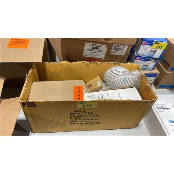 BOX OF ASSORTED COMMERCIAL PLUMBING PARTS & ACCESSORIES