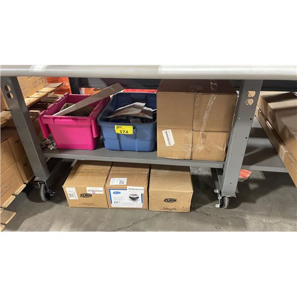 2 SHELVES OF ASSORTED COMMERCIAL PLUMBING BRACKETS & HARDWARE