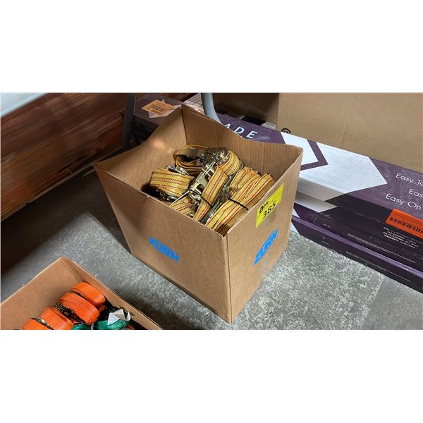 BOX OF HEAVY DUTY TIE DOWN RATCHET STRAPS