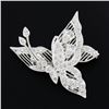 Image 2 : 18K White Gold 1.6 ctw Diamond En Tremblant Detailed Mil grain Butterfly Brooch