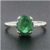 Image 2 : Antique 14k White Gold 1.64 ctw Oval Prong Set Emerald Step Sides Solitaire Ring