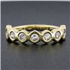 Image 2 : New 18K Gold 0.58 ctw Round Burnish Set Diamond Stackable Hexagon Shape Band Rin