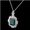Image 2 : 20.69 ctw Emerald and 3.08 ctw Diamond Platinum Pendant
