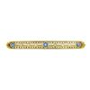 Antique 14k Yellow Gold Bezel Sapphire Seed Pearl Bead Open Work Bar Pin Brooch