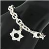 Image 3 : 6.25" Movado .925 Silver Round Link Bracelet w/ Polished Star of David Charm
