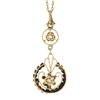 Image 6 : Antique Gold 0.14 ctw Diamond Open Work Floral Drop Dangle Lavalier Pendant