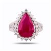 Image 1 : 6.20 ctw Ruby and 1.09 ctw Diamond Platinum Ring (GIA CERTIFIED)