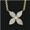 Image 3 : New 18K Yellow Gold 0.56 ctw Prong Marquise Diamond Flower Pendant Chain Necklac