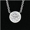 Image 3 : NEW 14k White Gold 0.55 ctw Round Bezel Diamond Solitaire Pendant Adjustable Cha