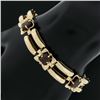 Image 2 : Vintage Retro 14K Yellow Gold 7.5" 10 ctw Garnet Floral Open Tube Link Bracelet