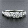 Image 8 : Vintage Platinum 0.80 ctw Pave Old Transitional Cut Diamond 3 Stone Band Ring