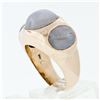 Image 9 : Men's Vintage Bold 14k Rose Gold 34.25 ctw Bezel Oval Star Sapphire 3 Stone Ring