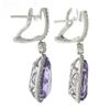 Image 2 : 18k White Gold 12.5 ctw Pear Purple Amethyst w/ Diamond Fancy Drop Dangle Earrin