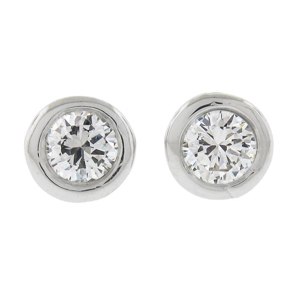 New 14k Gold 0.20 ctw Martini Bezel Set Round Brilliant Cut Diamond Stud Earring