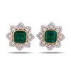 Image 1 : 5.08 ctw Emerald and 1.37 ctw Diamond Platinum and 18K Yellow Gold Earrings