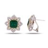 Image 2 : 5.08 ctw Emerald and 1.37 ctw Diamond Platinum and 18K Yellow Gold Earrings