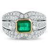 Image 2 : 0.86 ctw Emerald and 1.44 ctw Diamond 18KT White and Yellow Gold Ring