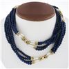 Image 7 : Vintage 31" Blue Lapis & Pearl Bead Multi Strand Necklace w/ 14k Gold Clasp Bead