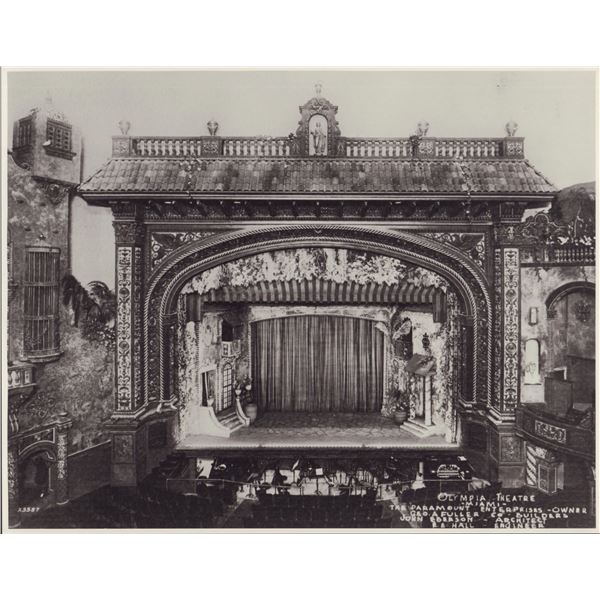 Gleason W. Romer, Silver Print Photo, Olympia Theater Stage, Miami 1925
