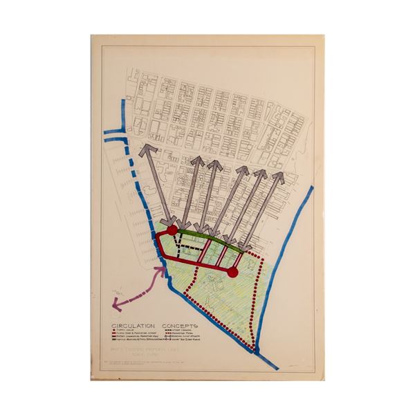 Architectural Drawing Circulation Concepts South Pointe, Miami Beach, 1992