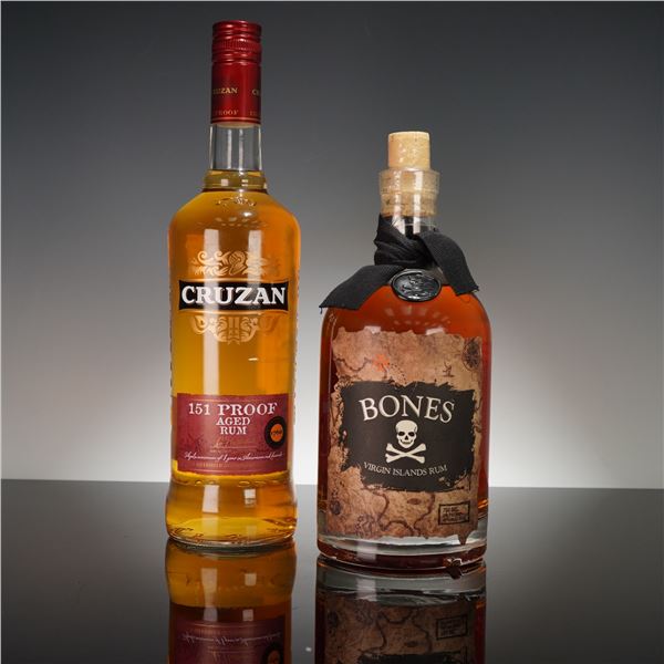 2pc Cruzan 151 Proof Aged Rum & Bones Virgin Islands Rum
