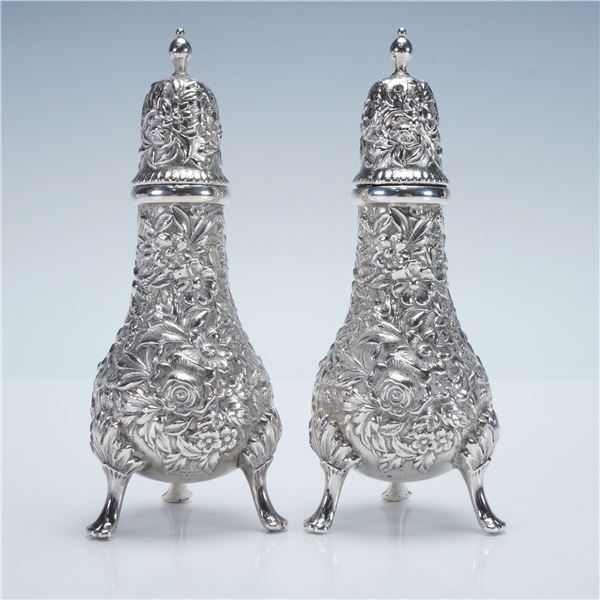 Pair of S. Kirk & Son Sterling Silver Salt & Pepper Shakers, Repousse