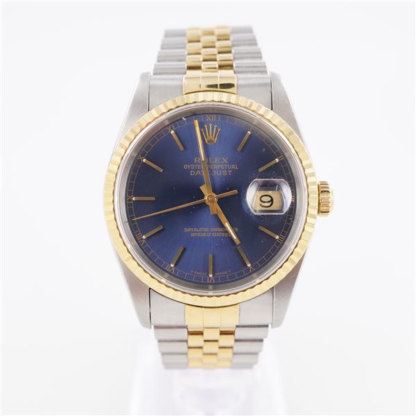 Rolex Oyster Perpetual Datejust Stainless Steel 18K Gold Wristwatch