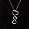 Image 2 : 14K Tri-Color Gold 0.94ctw Diamond Triple Heart Pendant Necklace