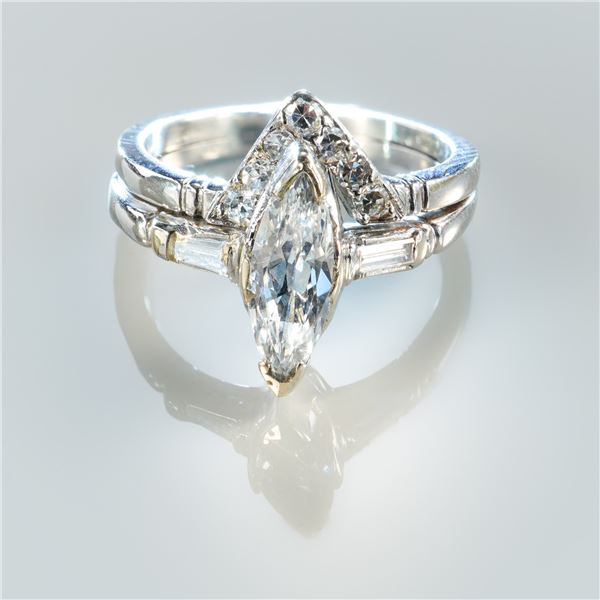 Platinum Marquise Cut 1.10ctw Diamond Ring
