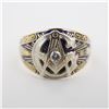 Image 1 : 14K Gold Diamond and Enamel Past Master Masonic Ring