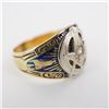 Image 2 : 14K Gold Diamond and Enamel Past Master Masonic Ring