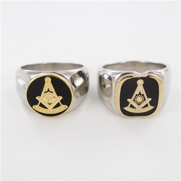 2pc Stainless Steel Past Master Masonic Rings