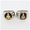 Image 1 : 2pc Stainless Steel Past Master Masonic Rings