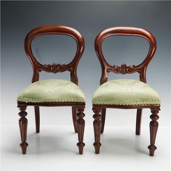 Pair of Mahogany Frame Balloon Back Child's Chairs