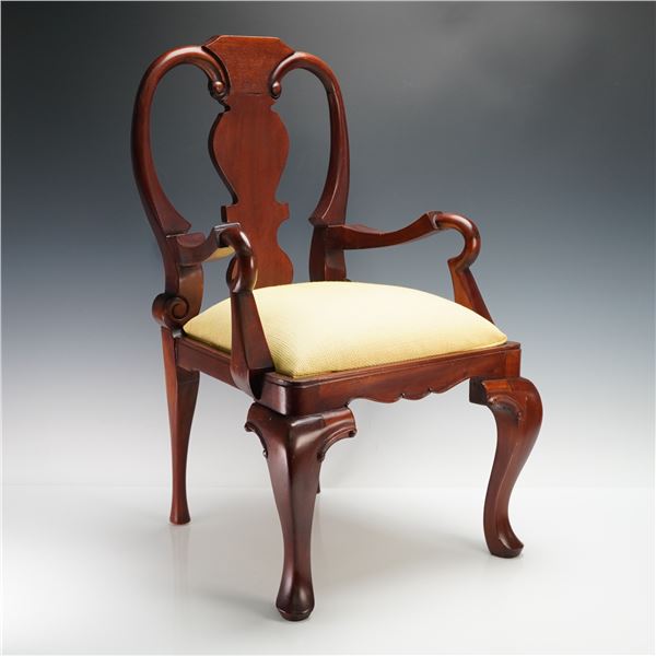 Queen Anne Style Child's Mahogany Armchair with Upholstered Seat