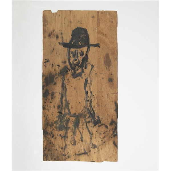 Purvis Young (American 1943-2010) Oil on Wood Board, Expressionist Figure