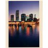 Image 1 : Van Woods, Color Photograph, Miami Skyline at Dusk with Bayside, 1987