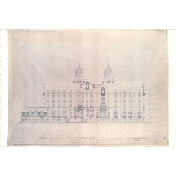 Architectural Design Print of Nautilus Hotel Miami Beach, 1928