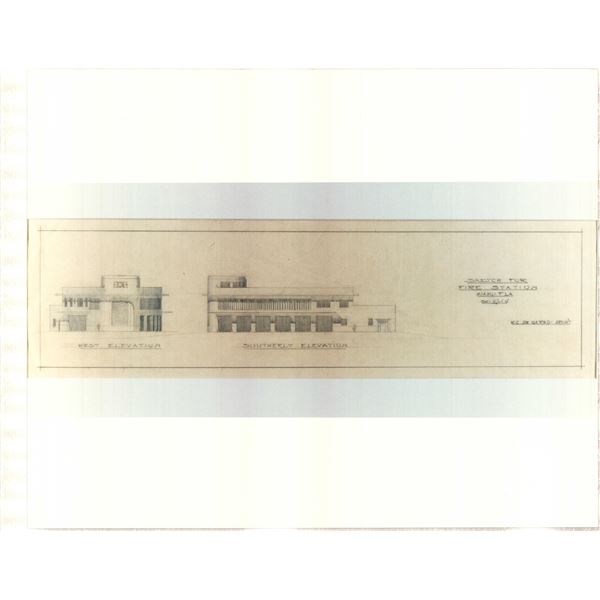 Architectural Illustration Print, Fire Station Miami 1935